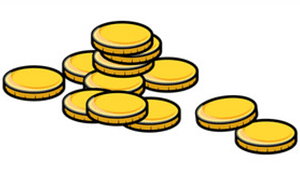A cartoon picture of twelve gold coins