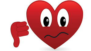 a sad red heart showing a thumbs down that the review of coffee shop millionaire is not a good decision