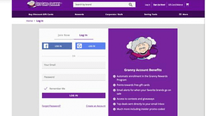 screenshot pictures of Gift Card Granny website