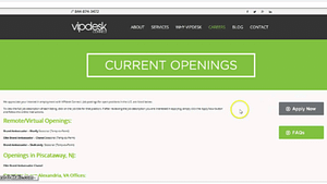 A screen shot picture of the website, Vipdesk Connect 