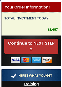A screenshot of the inbox blueprint website's sign up page to become a member, investment or payment info