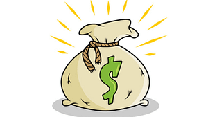 A cartoon picture of a money bag