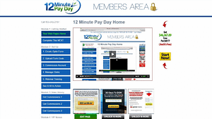 A screen shot of 12 minute pay day website members area