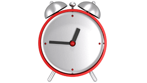 A picture of a 3d red clock 