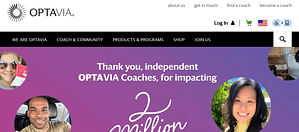 A screenshot of the optavia website homepage
