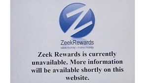 A screen shot of Zeek Rewards being shut down.