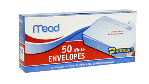 a picture of a box of mead envelopes