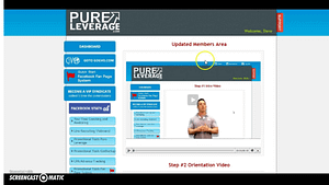 screen shots of the pure leverage website