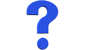 A picture of a blue question mark with a white background