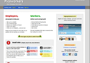 screenshot of the Picoworkers website
