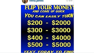 A picture of an Instagram money flip advertisement