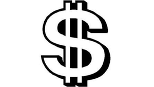 A picture of a black and white dollar sign