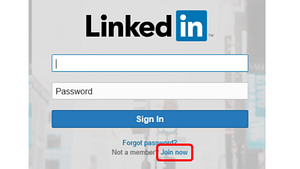 A screen shot of the LinkedIn log in screen