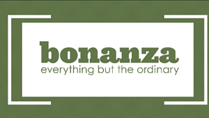 A green and white screen shot of "bonanza everything but ordinary"