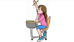 a cartoon picture of a girl raising her hand