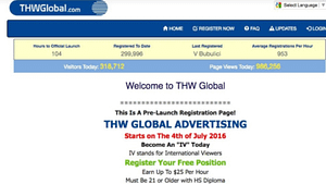 A screen shot picture of THWGlobal.com website homepage