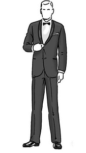 A black and white cartoon picture of a man standing in a suit