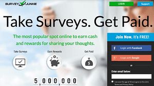 A screenshot picture of survey junkie website homepage