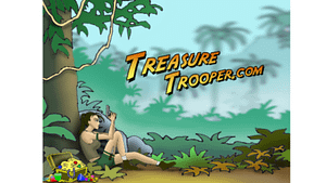 A screen shot picture of the TreasurETrooper homepage and logo