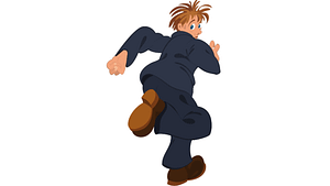 Cartoon man in blue suit running away vector image on VectorStock
