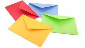 a picture of 4 envelopes