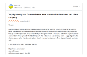 Secret Shopper customer review rating from SiteJabber