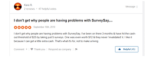 Customer reviews experiences from SiteJabber concerning SurveySay