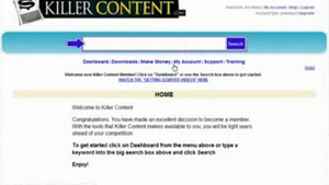 a view of the killer content system’s website showing that it is legitimate