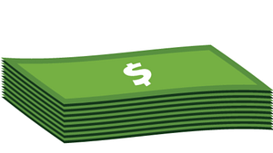 A cartoon picture of a stack of money