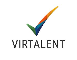 screenshot of the word Virtalent and a colorful check mark