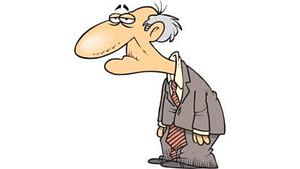 a cartoon picture of a tired white old man