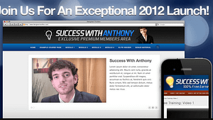 a blue and white snapshot of the 2012 launch of success with anthony morrison program
