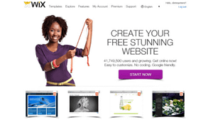 a screen shot picture of Wix build your website page