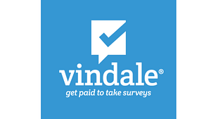 A blue and white picture of the words, vindale get paid to take surveys