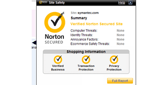 A screen shot picture of the norton virus protection website