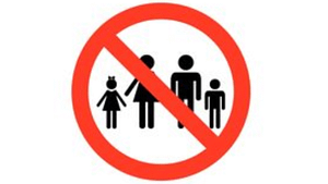 A picture of a family with a do not cross sign over it