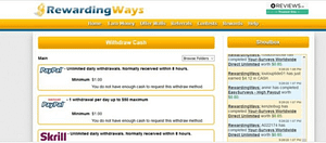 screenshots of the RewardingWays website 