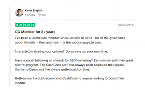 CashCrate customer reviews rating from Trustpilot